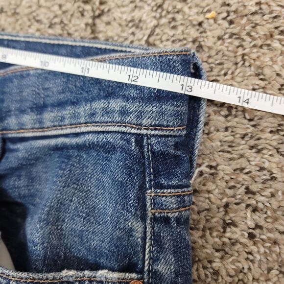 MOTHER Blue Distressed Flare Jeans - Picture 10 of 12